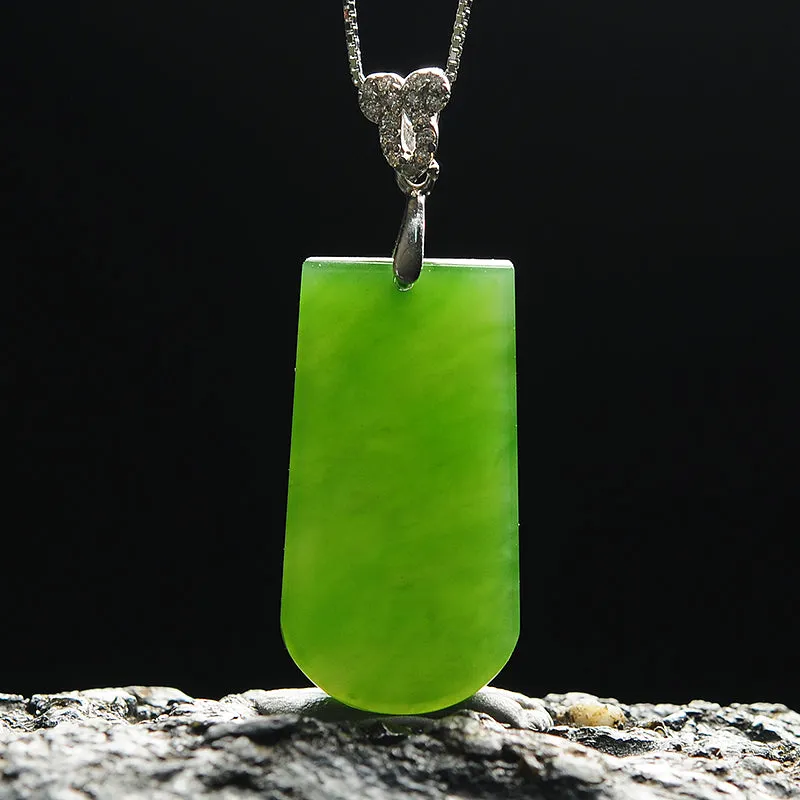 Natural Jade Pendant Nephrite Silver Pendant PT165