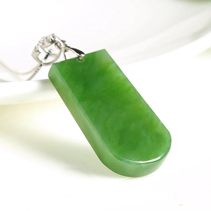 Natural Jade Pendant Nephrite Silver Pendant PT165