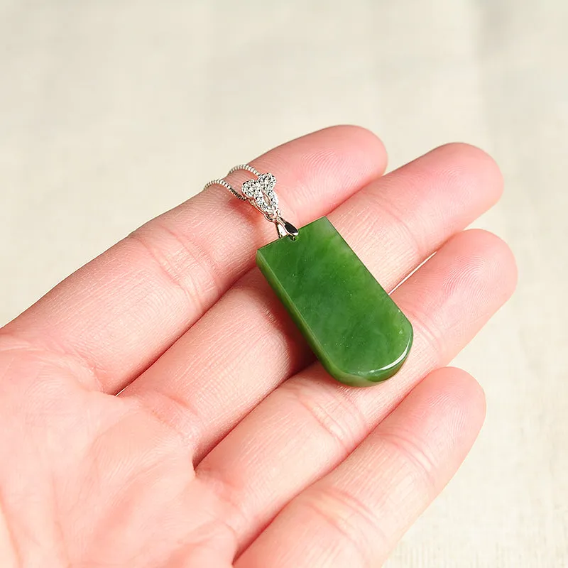 Natural Jade Pendant Nephrite Silver Pendant PT165