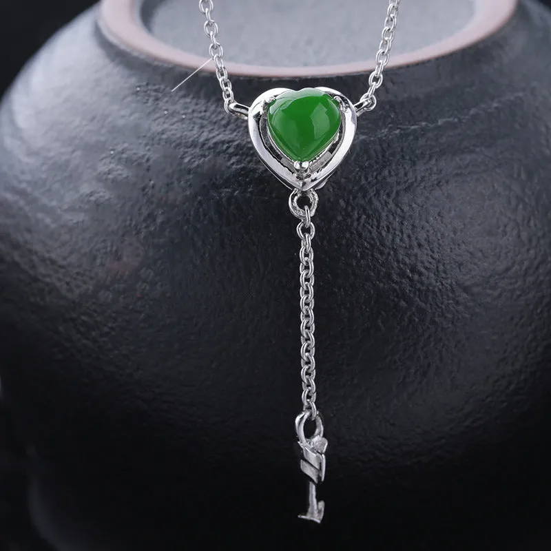 Natural Jade Pendant Nephrite Silver Pendant ZPT174