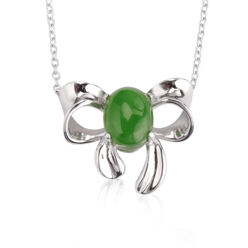 Natural Jade Pendant Nephrite Silver Zircon Pendant ZPT230
