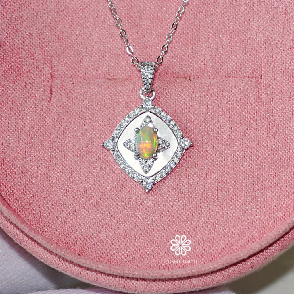 Natural Opal Pendant Necklace Sterling Silver925.