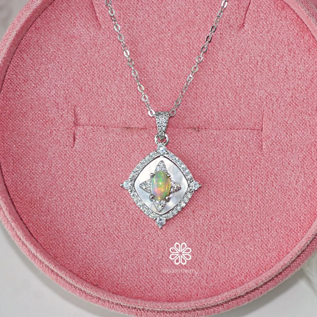 Natural Opal Pendant Necklace Sterling Silver925.