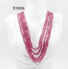 Natural Pink Sapphire Beaded Necklace Pink Sapphire Beaded Gemstone Pink Sapphire Necklace Pink Sapphire Indian Gem Necklace SKU 6142989