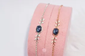 Natural Star Blue Sapphire Bracelet Sterling Silver925 With Rosegold Plated.