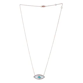 Natural Turquoise MOP Sapphire Diamond Evil Eye Charm 14k Yellow Gold Choker On Sale