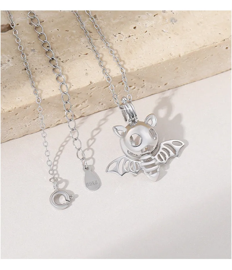 Necklace Pendant Blank Setting Halloween Charm 24x25mm Sterling Silver Fine 925 For One Bead No Prong DIY Jewelry Finding Wholesale 1pc