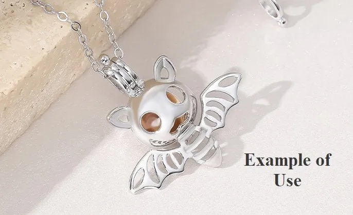 Necklace Pendant Blank Setting Halloween Charm 24x25mm Sterling Silver Fine 925 For One Bead No Prong DIY Jewelry Finding Wholesale 1pc