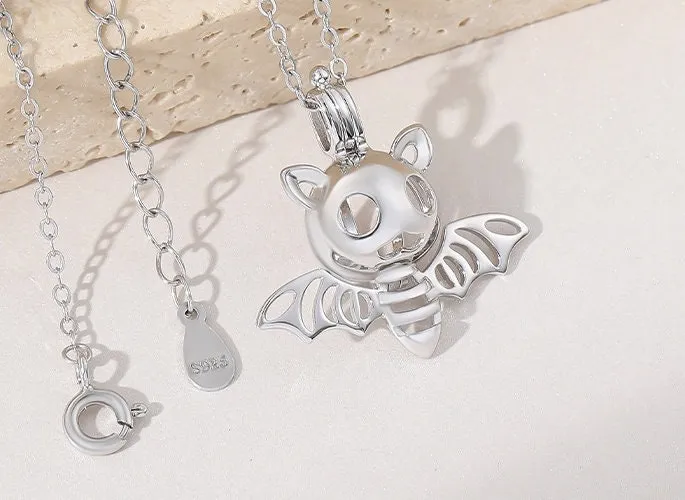 Necklace Pendant Blank Setting Halloween Charm 24x25mm Sterling Silver Fine 925 For One Bead No Prong DIY Jewelry Finding Wholesale 1pc