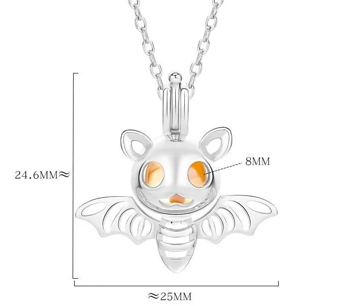 Necklace Pendant Blank Setting Halloween Charm 24x25mm Sterling Silver Fine 925 For One Bead No Prong DIY Jewelry Finding Wholesale 1pc