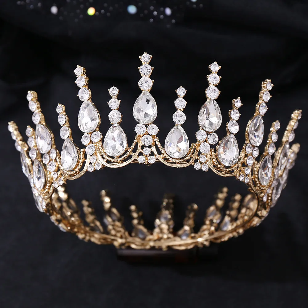 New Designs Zinc ally Wedding Crowns Queen Tiara Round Tiara and Crowns