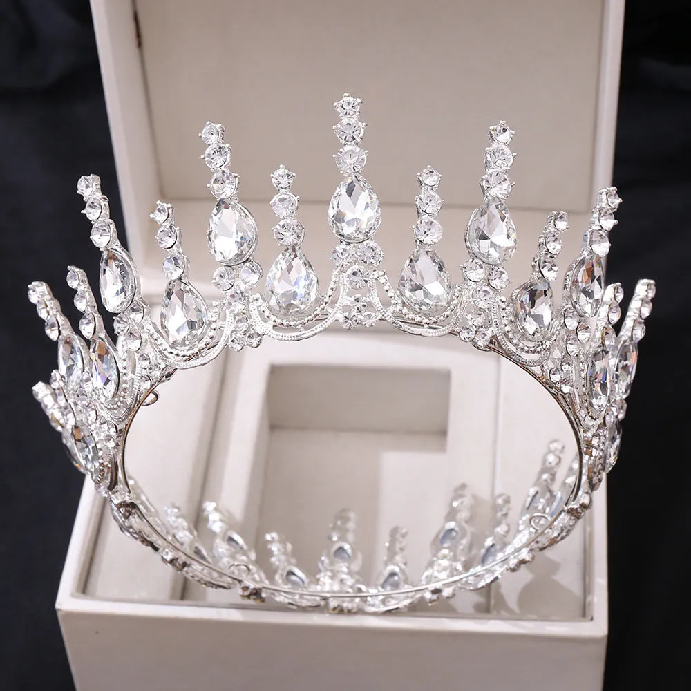 New Designs Zinc ally Wedding Crowns Queen Tiara Round Tiara and Crowns
