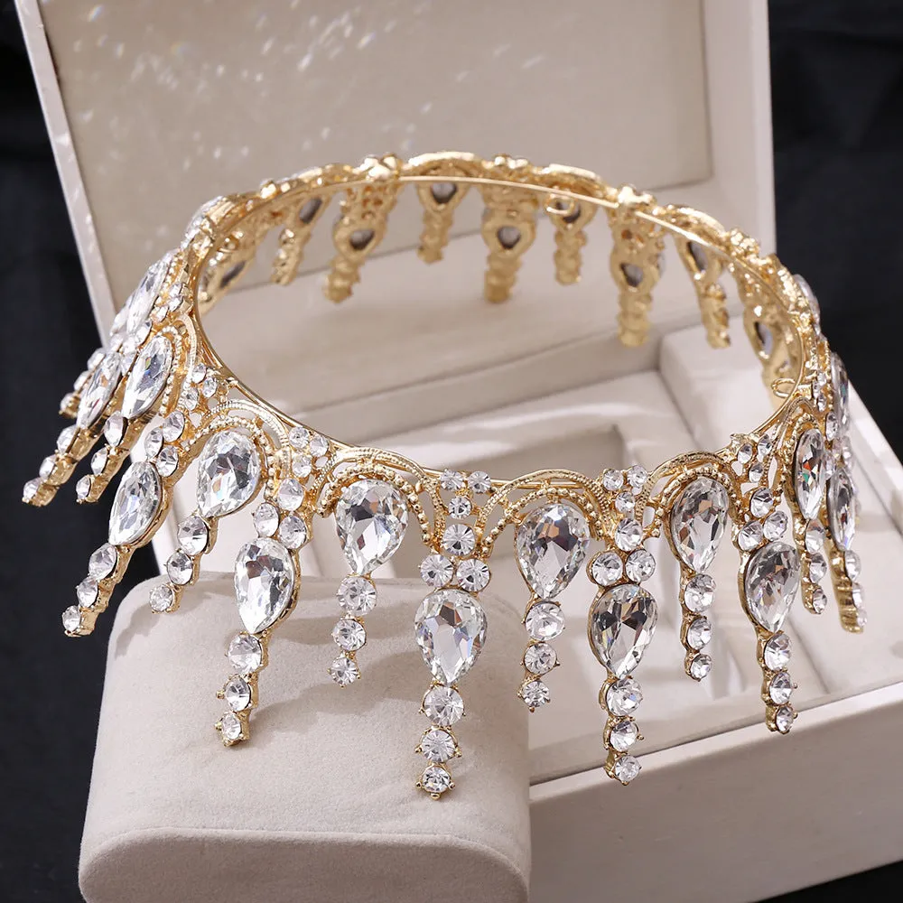 New Designs Zinc ally Wedding Crowns Queen Tiara Round Tiara and Crowns