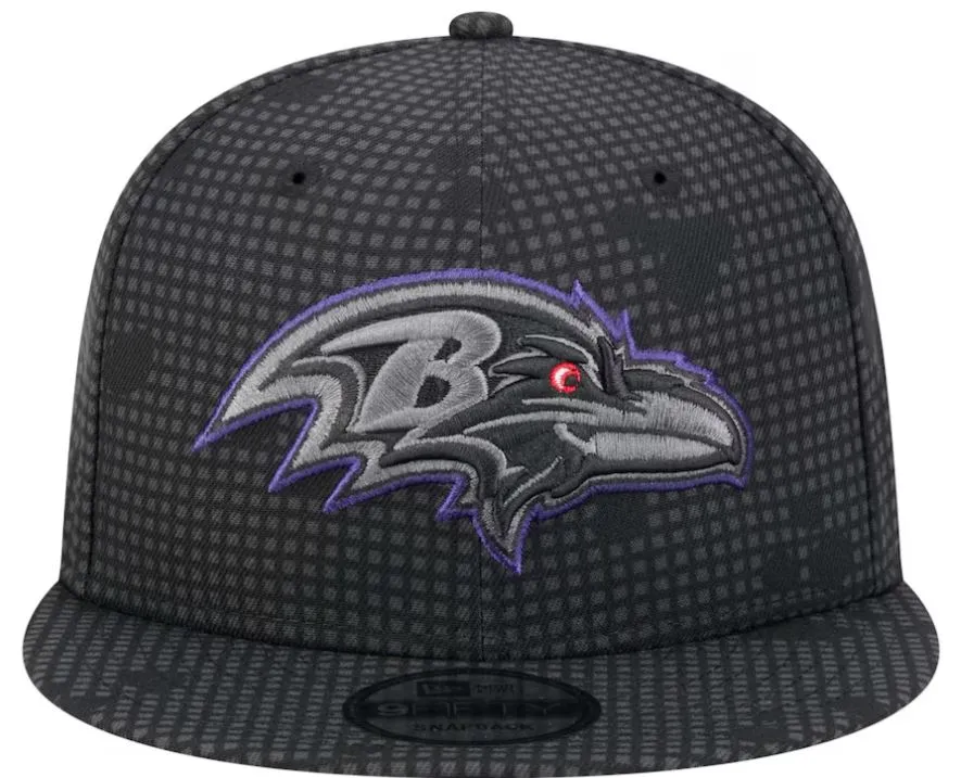 New Era Baltimore Ravens Black Midnight Ink Pop Outline 9FIFTY Snapback Hat