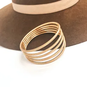 Next One Up Five Layered Cuff Bracelet in Gold Tone