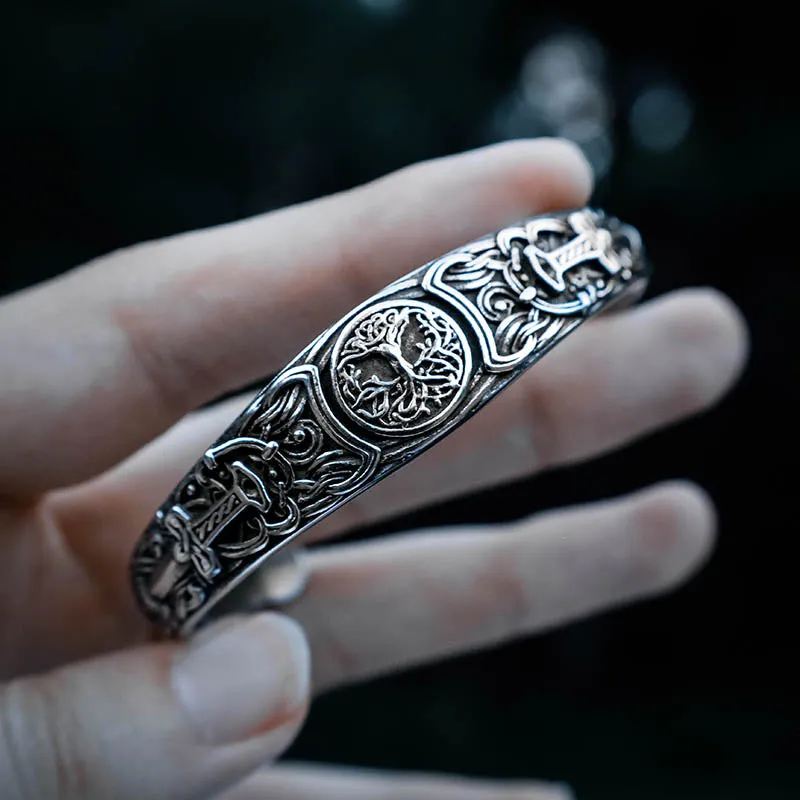 Nine Realms Warrior Cuff Bangle - Stainless Steel