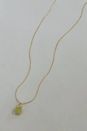 Olive Jade Block Itty Bitty Necklace