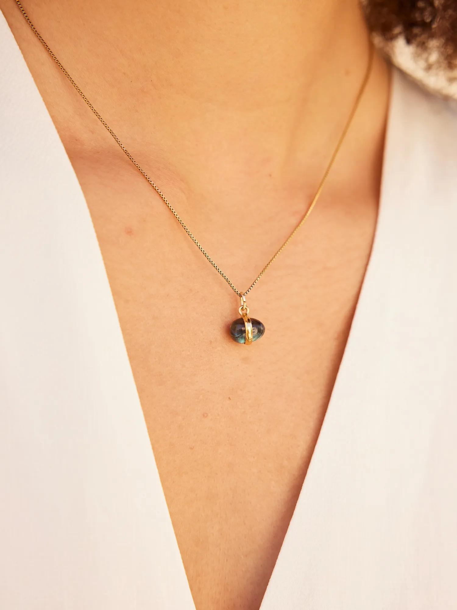 Olivia Labradorite Egg Pendant Necklace