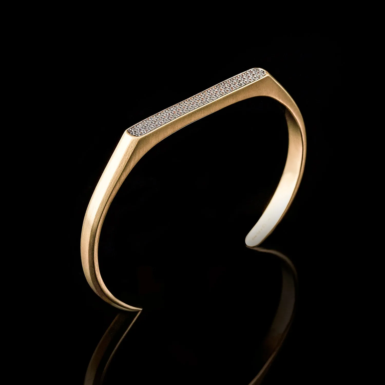 Omega 18k Gold Pave White Diamond Cuff Bracelet