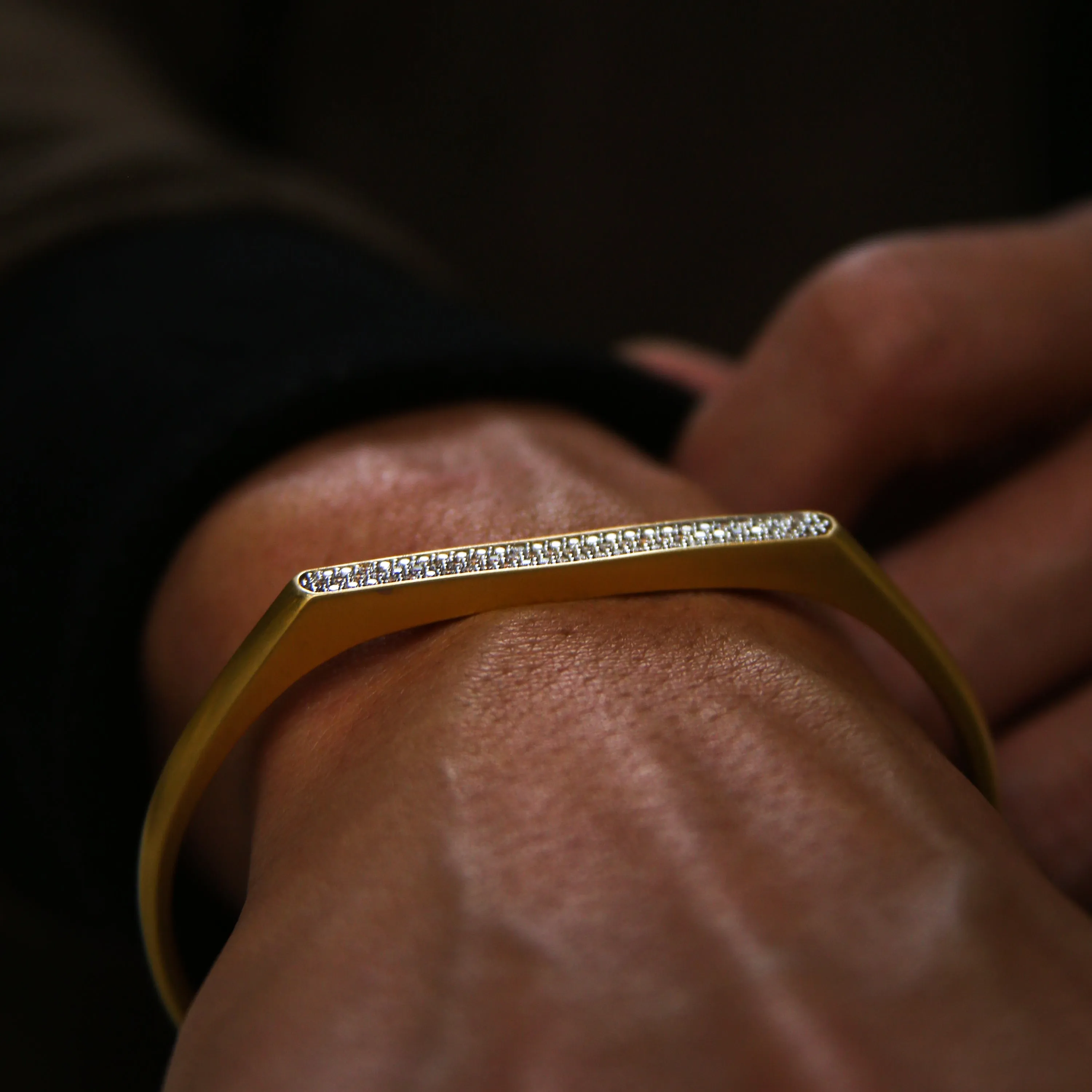 Omega 18k Gold Pave White Diamond Cuff Bracelet