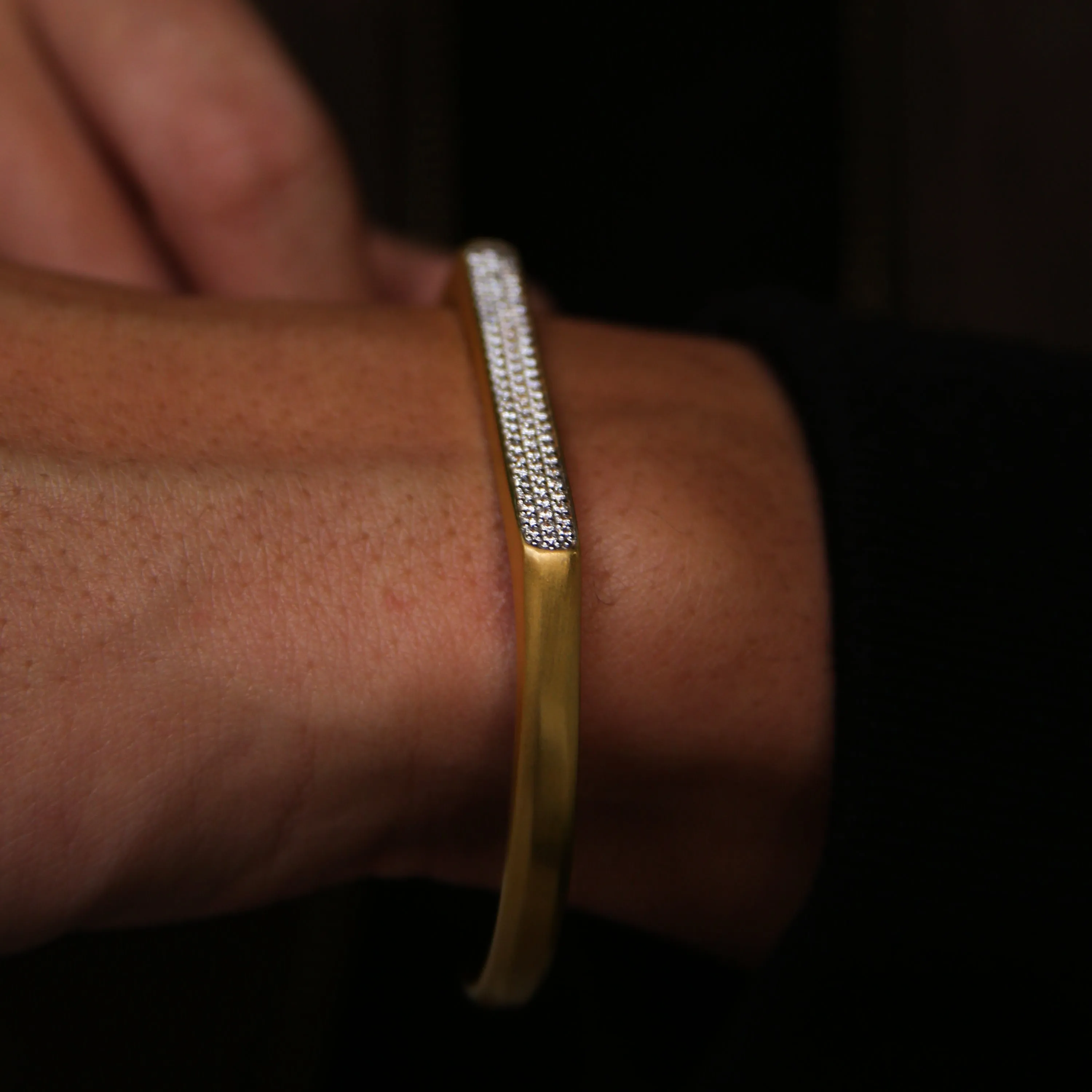 Omega 18k Gold Pave White Diamond Cuff Bracelet