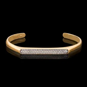 Omega 18k Gold Pave White Diamond Cuff Bracelet