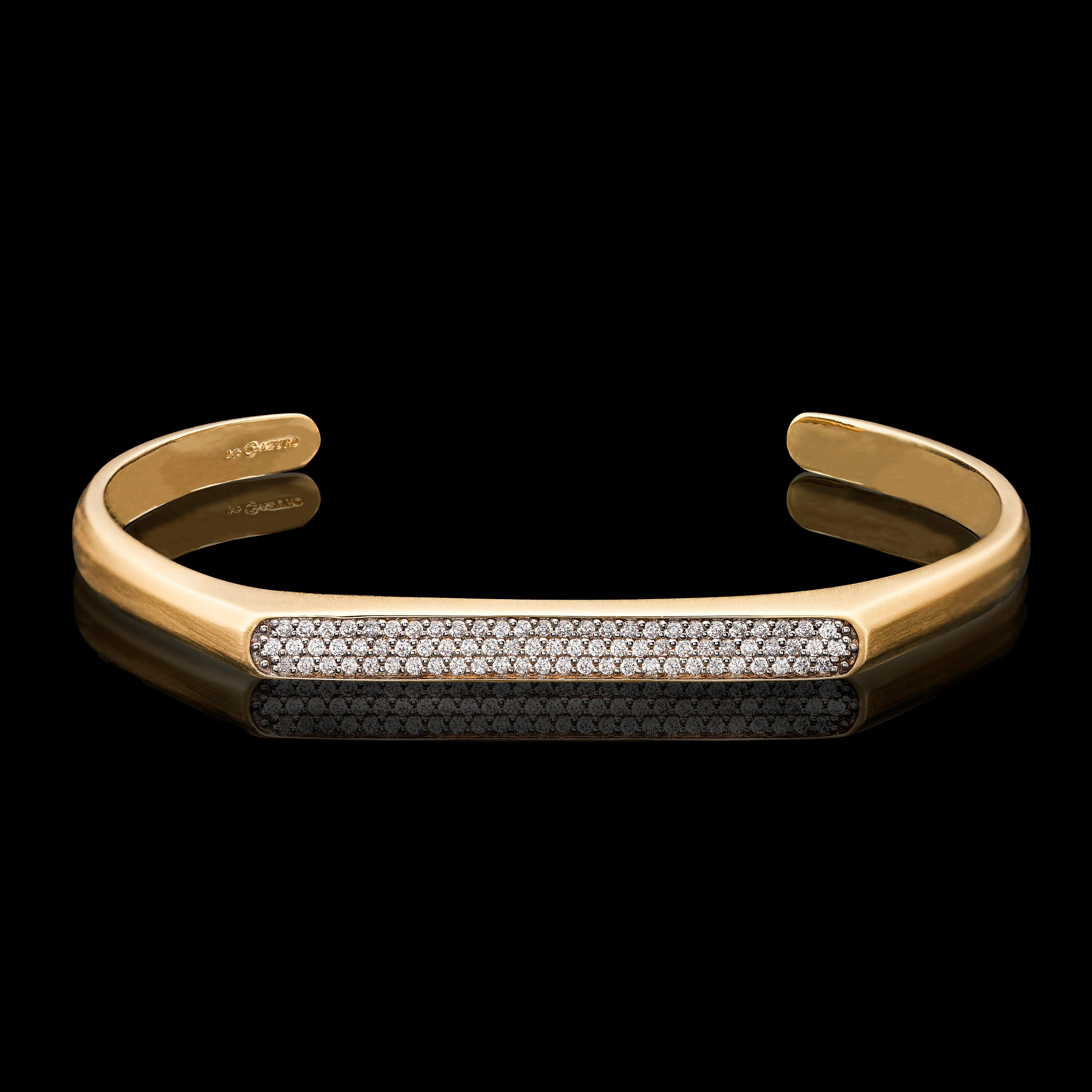Omega 18k Gold Pave White Diamond Cuff Bracelet