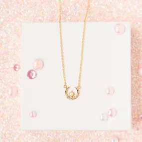Opal Crescent Charm Necklace