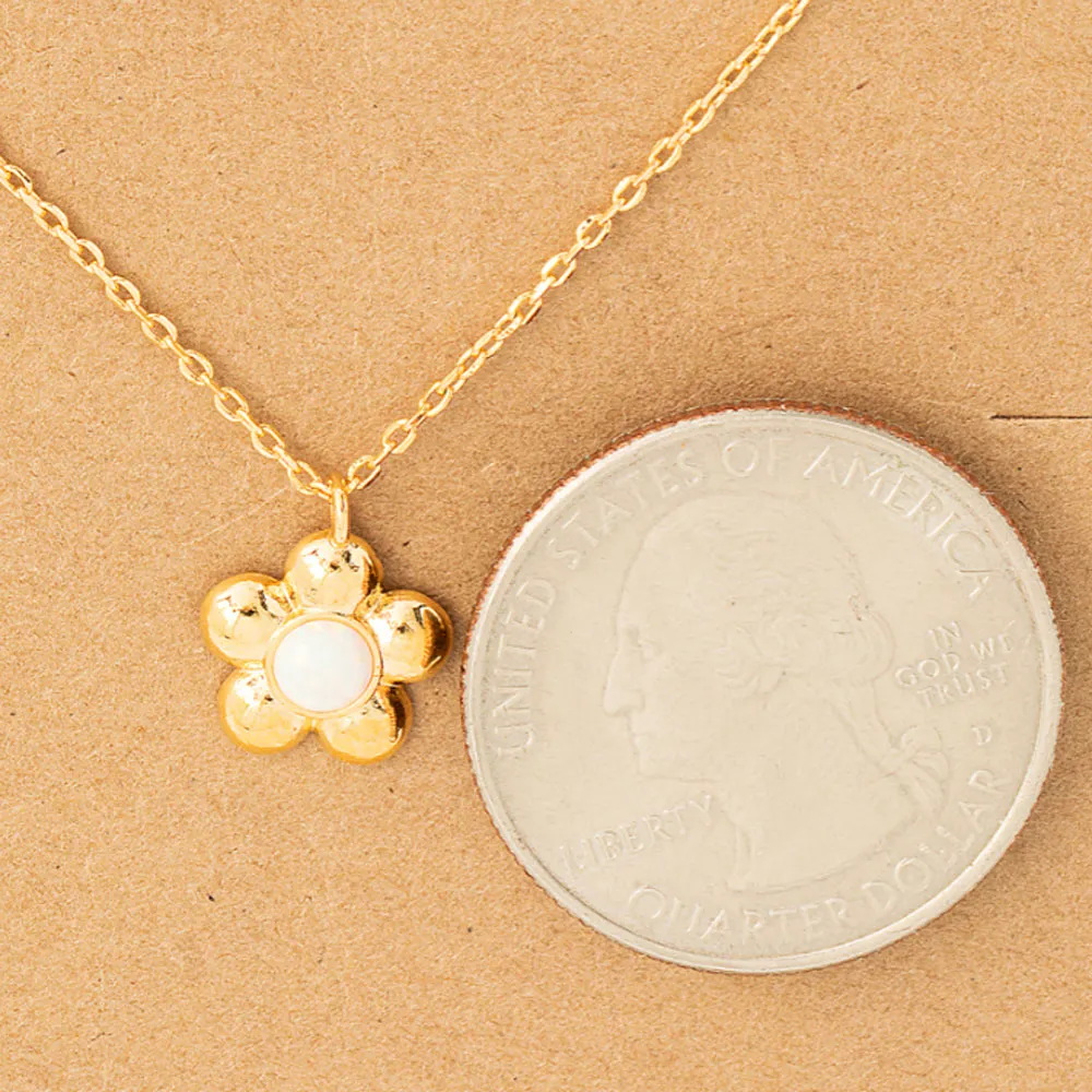 Opal Flower Pendant Necklace