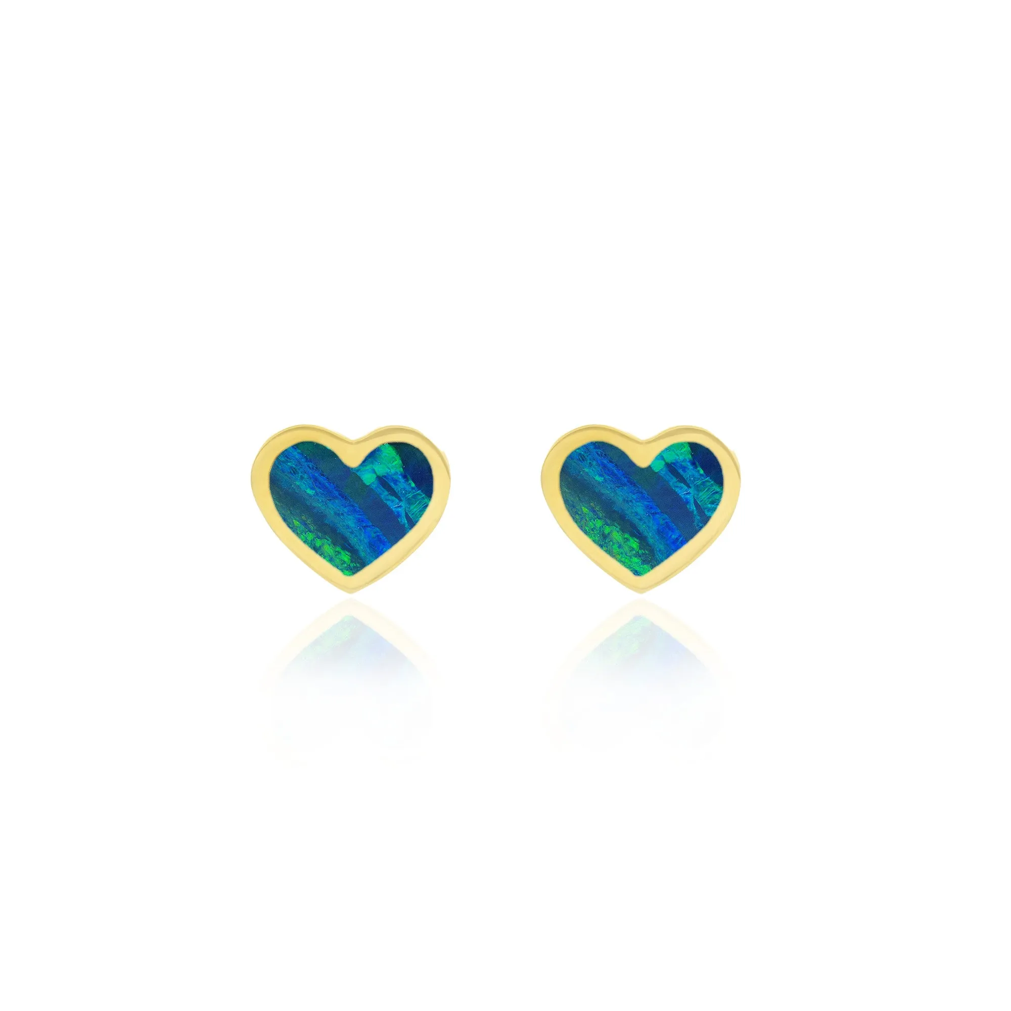 Opal Inlay Heart Studs