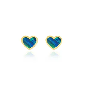 Opal Inlay Heart Studs
