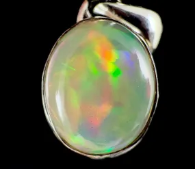 OPAL Pendant - Sterling Silver - Birthstone Jewelry, Opal Cabochon Necklace, Welo Opal, 54374