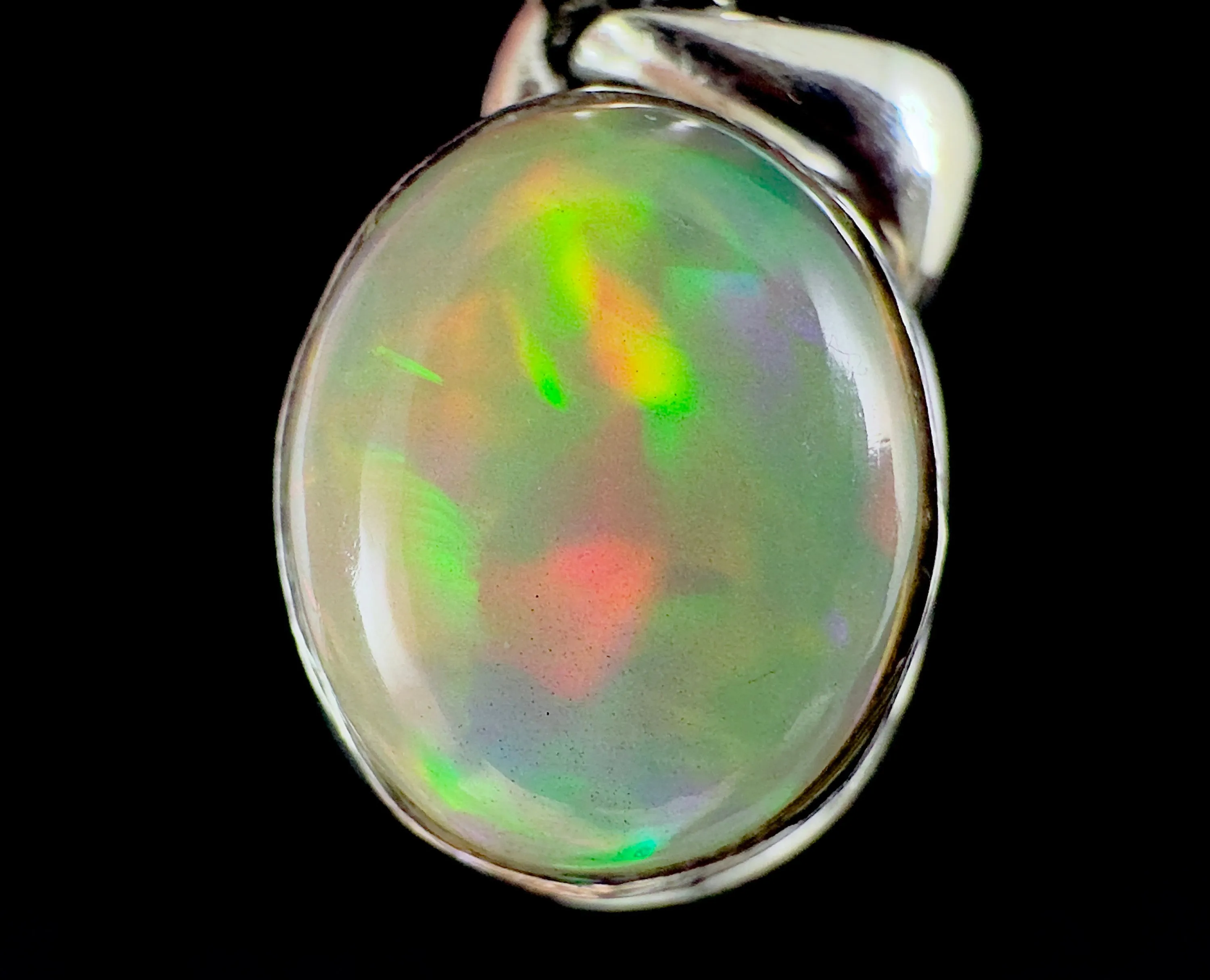 OPAL Pendant - Sterling Silver - Birthstone Jewelry, Opal Cabochon Necklace, Welo Opal, 54374