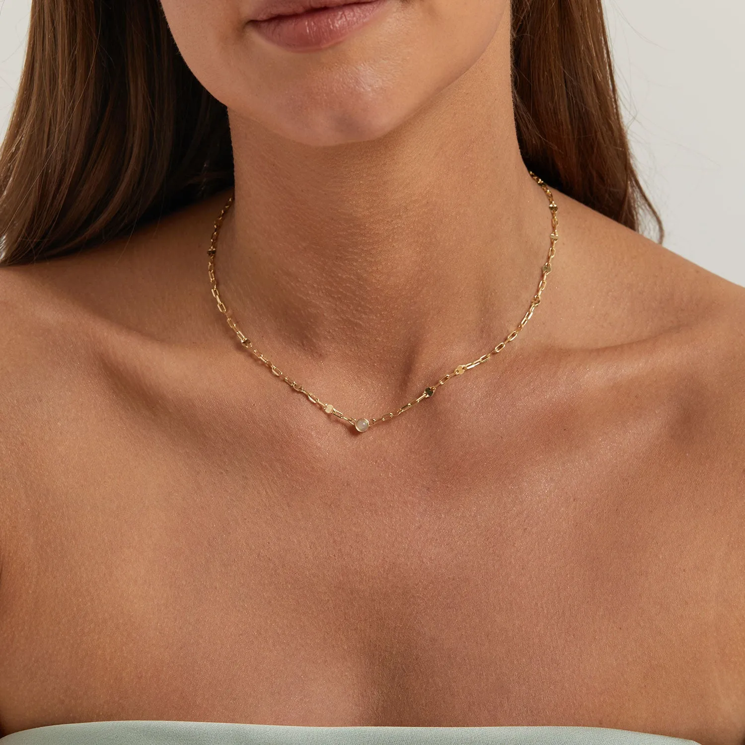 Opal Solitaire Sequin Necklace