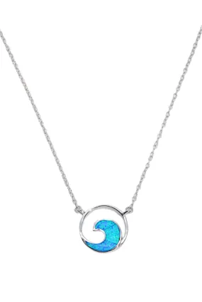 Opal Wave Pendant Necklace