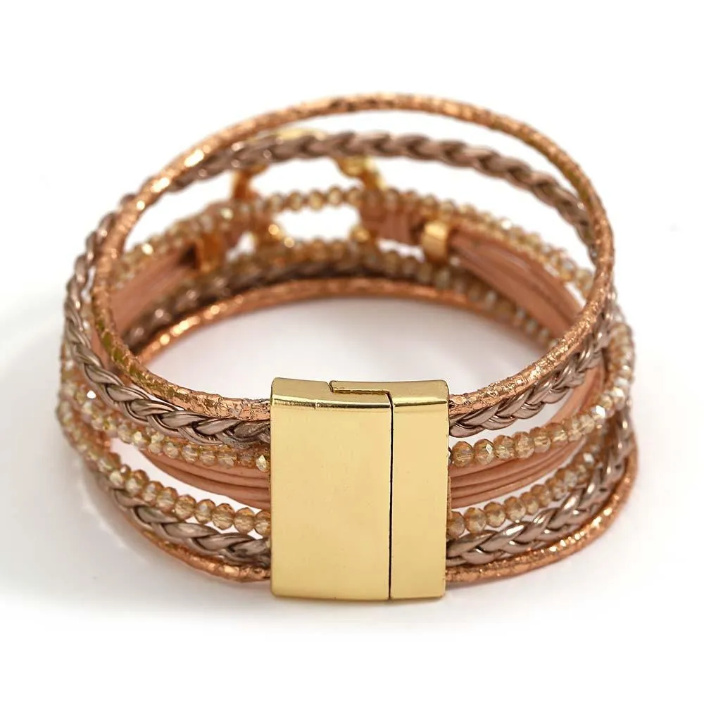 'Orana' Charm & Beads Cuff Bracelet - black