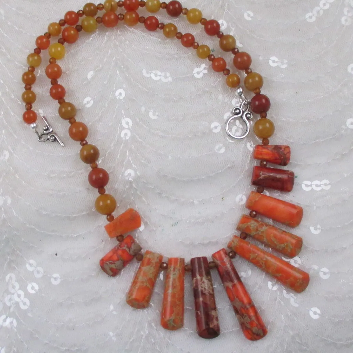 Orange Bib Gemstone Necklace