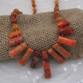 Orange Bib Gemstone Necklace