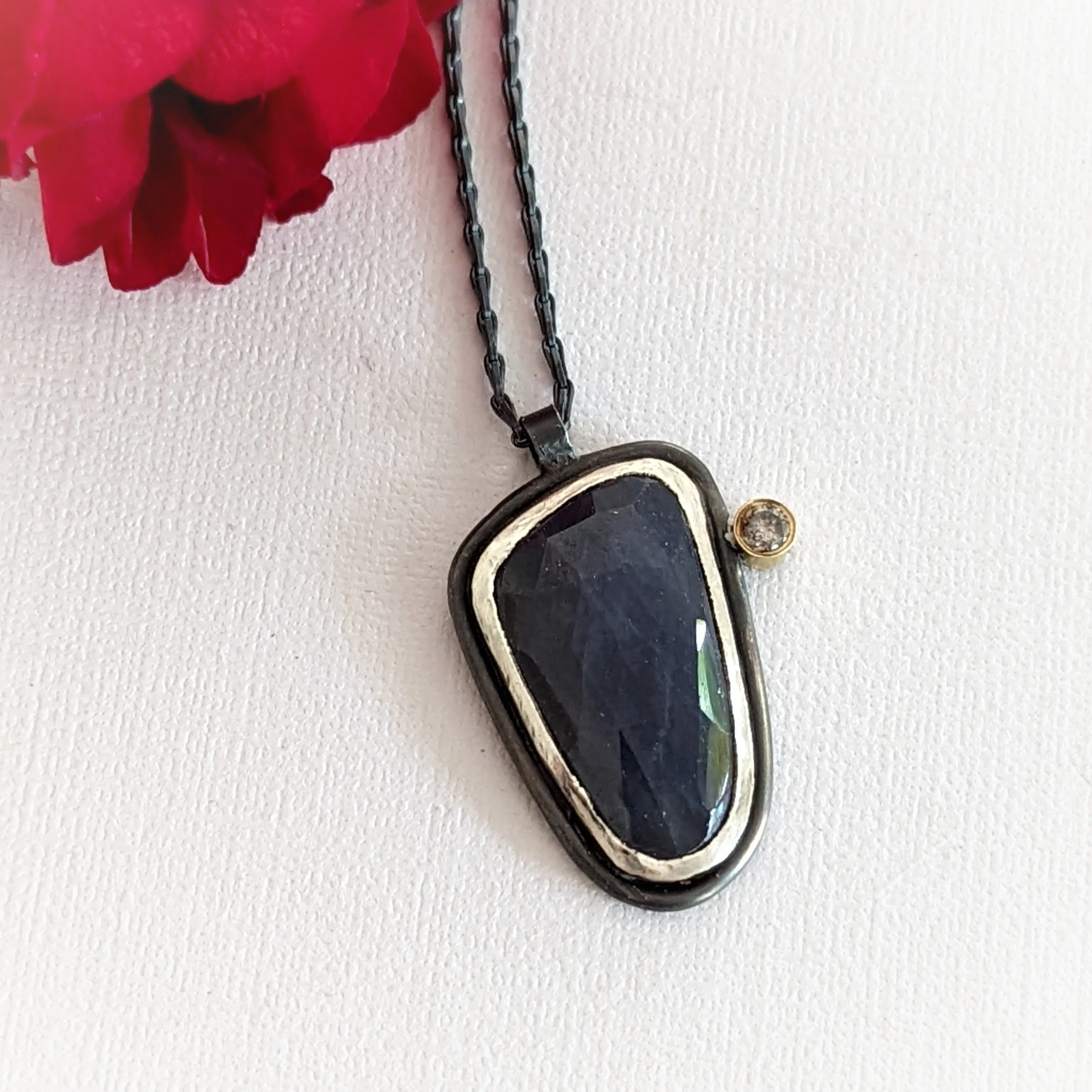 Oxidised Sapphire Shard Pendant