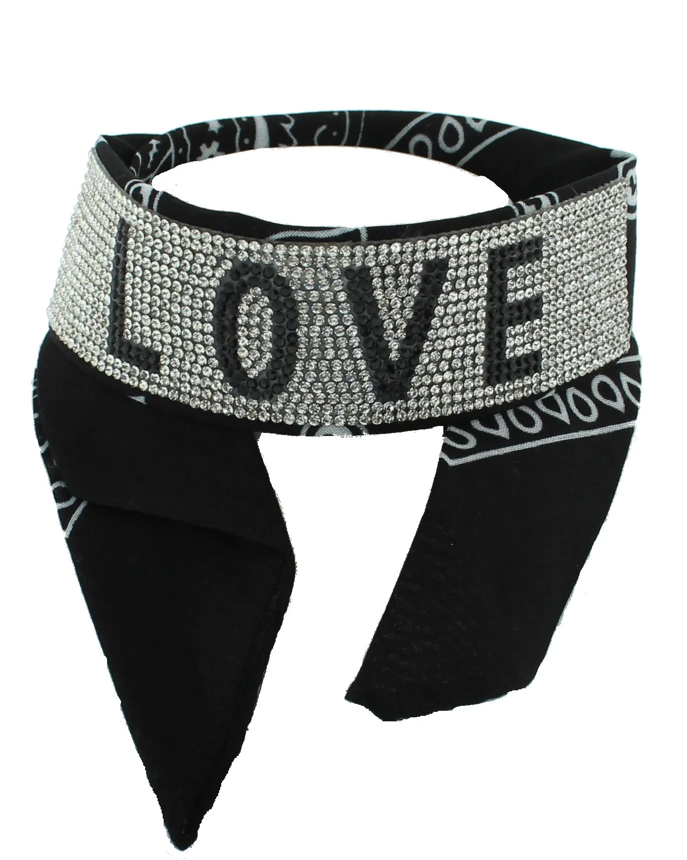Paisley Print Choker/ Headband with Diamante Stone "LOVE" Wording