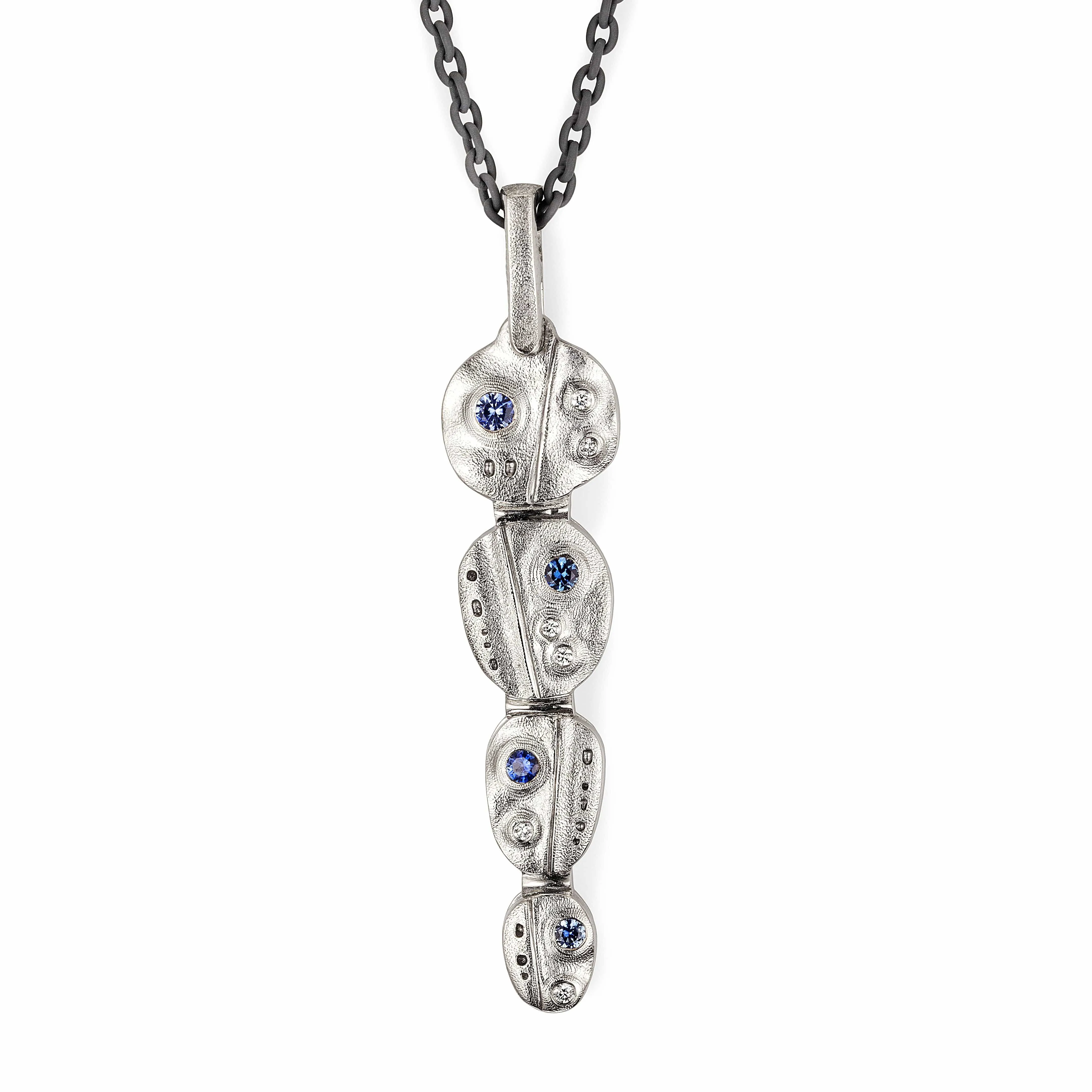 Palladium Cascade Sapphire & Diamond Pendant - M-127ZS