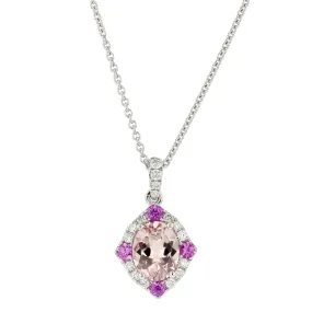 Pastel Morganite, Pink Sapphire and Diamond Pendant