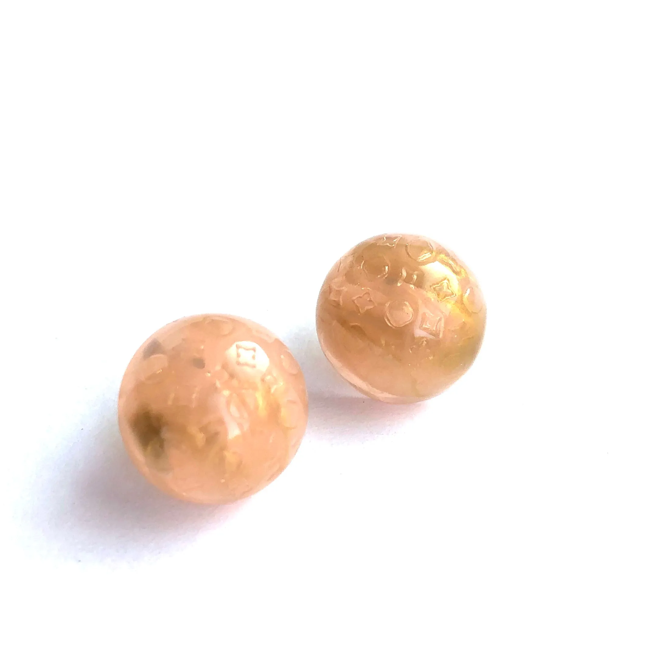 Peach & Gold Metallic Dotted Marbled Retro Button Studs