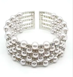 Pearl & Rhinestone Cuff Bracelet - #4840