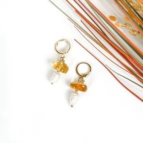 Pearl and Amber Drop Earrings