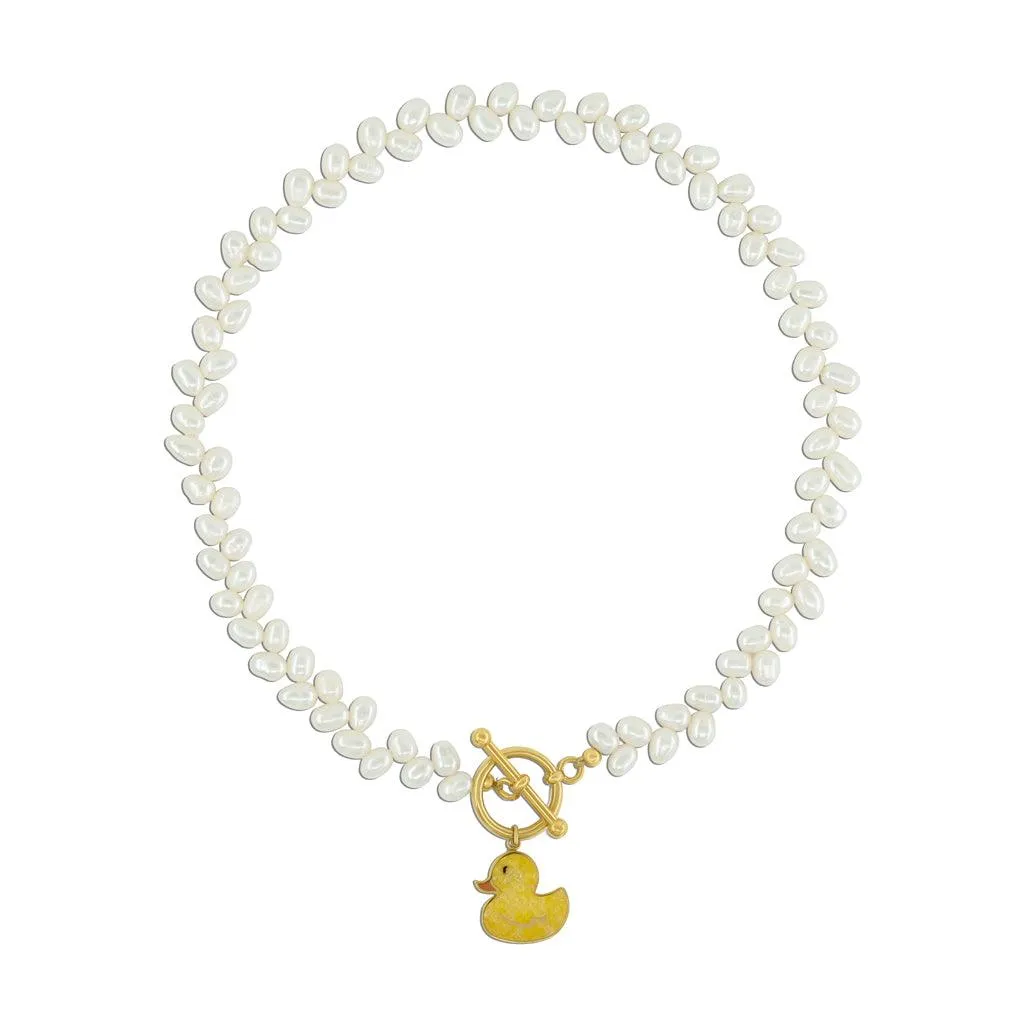 Pearl Gemstone Duck Necklace