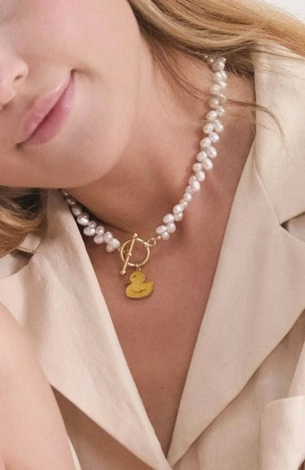 Pearl Gemstone Duck Necklace