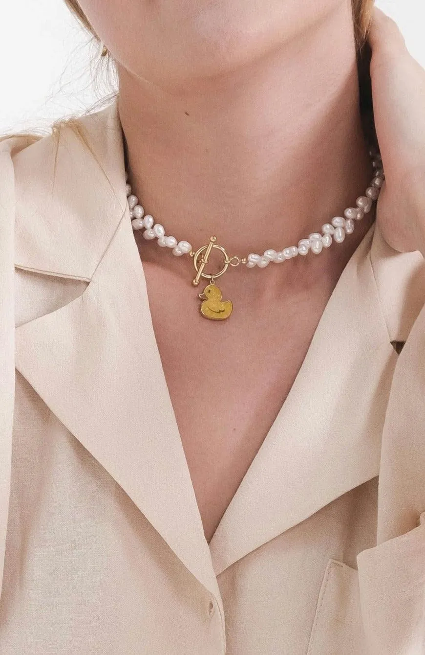 Pearl Gemstone Duck Necklace