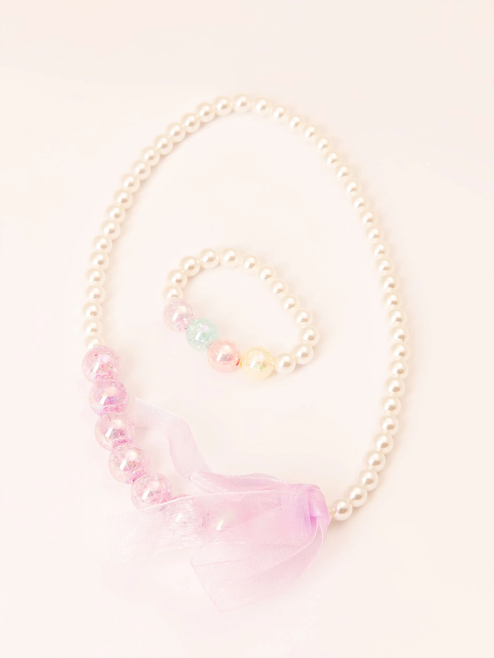 Pearl Necklace and Bracelet Set