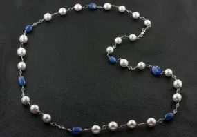 Pearl, Sapphire & Tanzanite Necklace